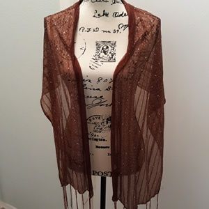 NWOT maroon designer semi-sheer scarf